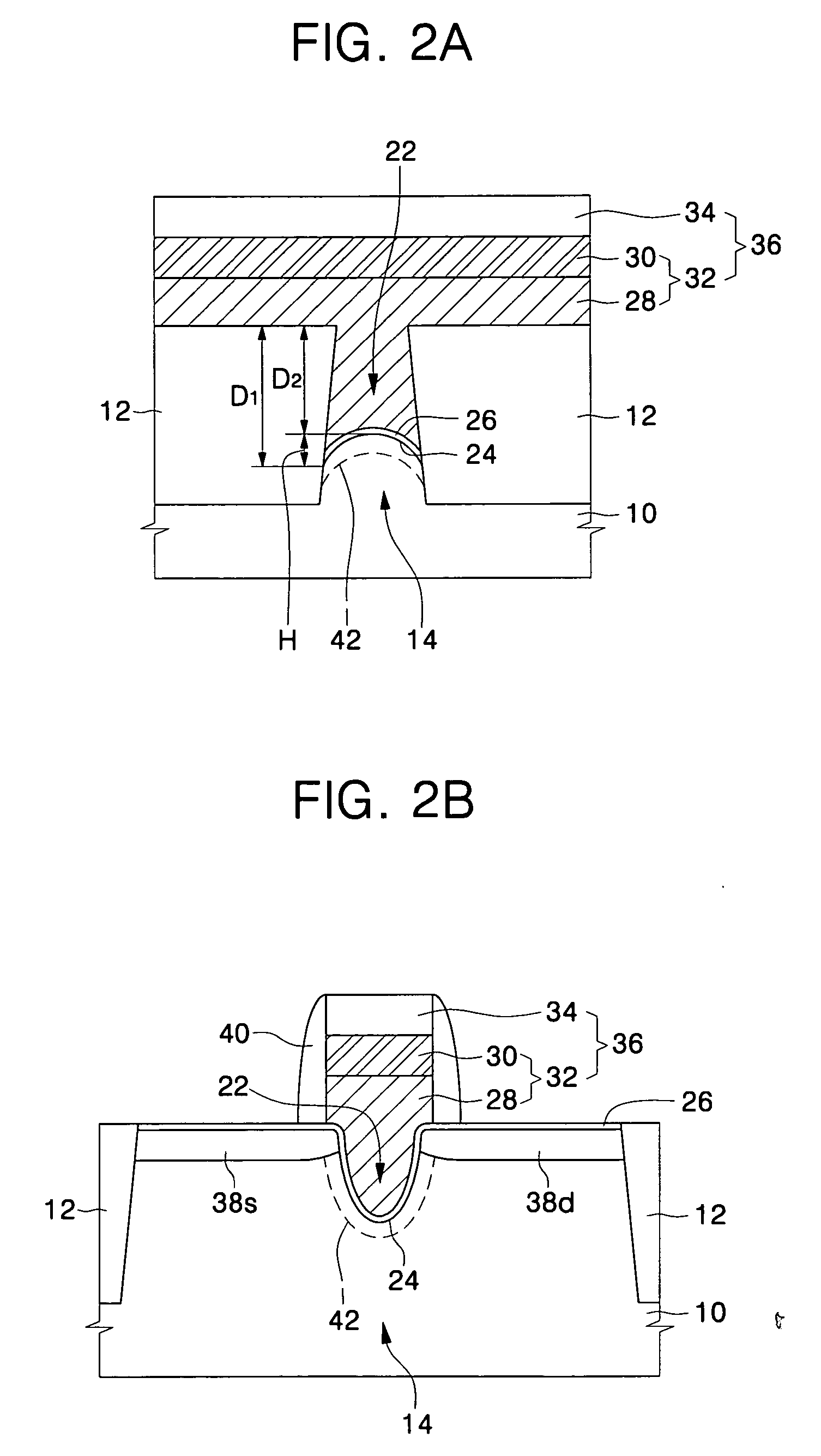 Metal oxide semiconductor (MOS) transistors having a recessed gate electrode and methods of fabricating the same
