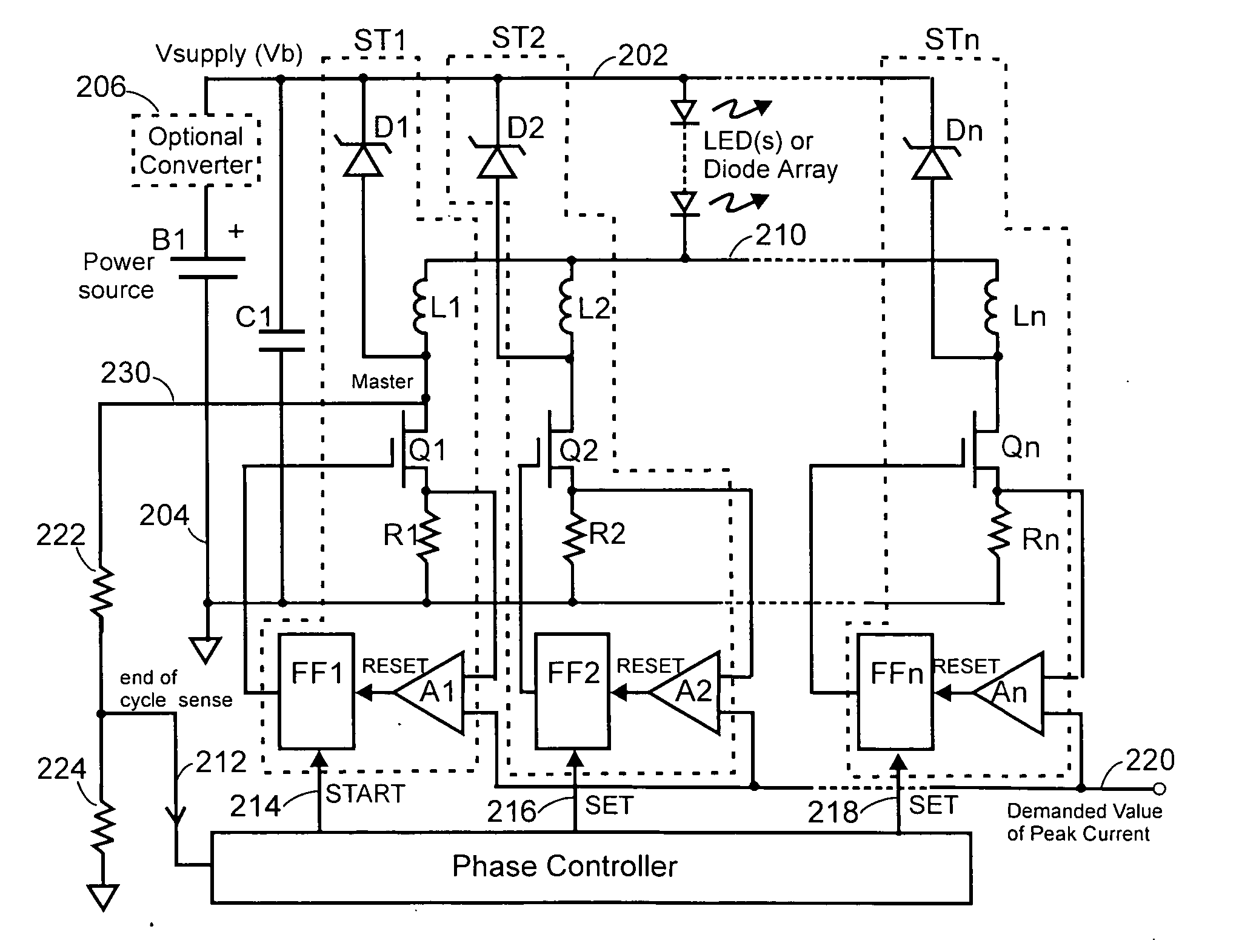 Polyphase diode driver