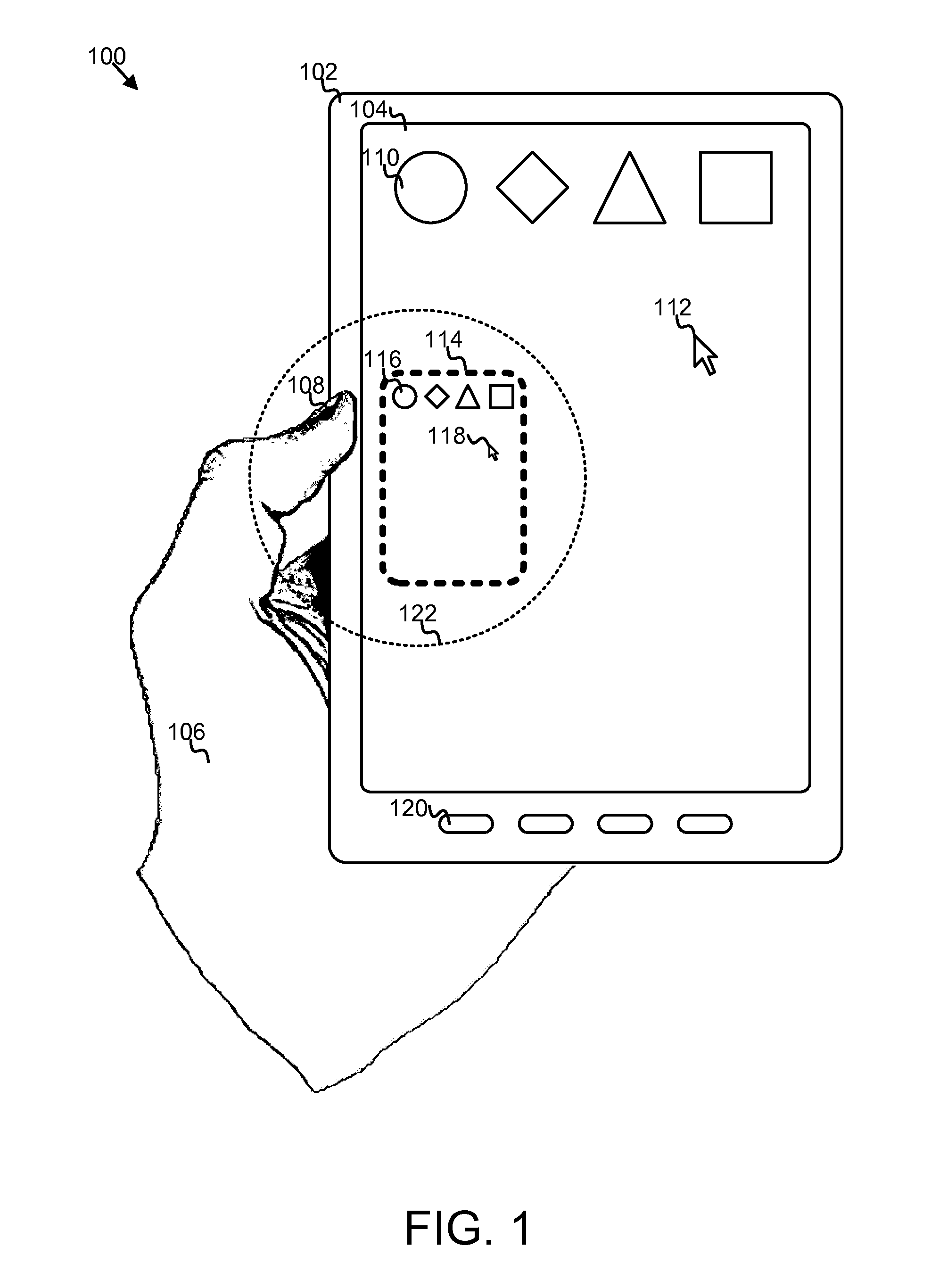 Virtual touchpad for a touch device