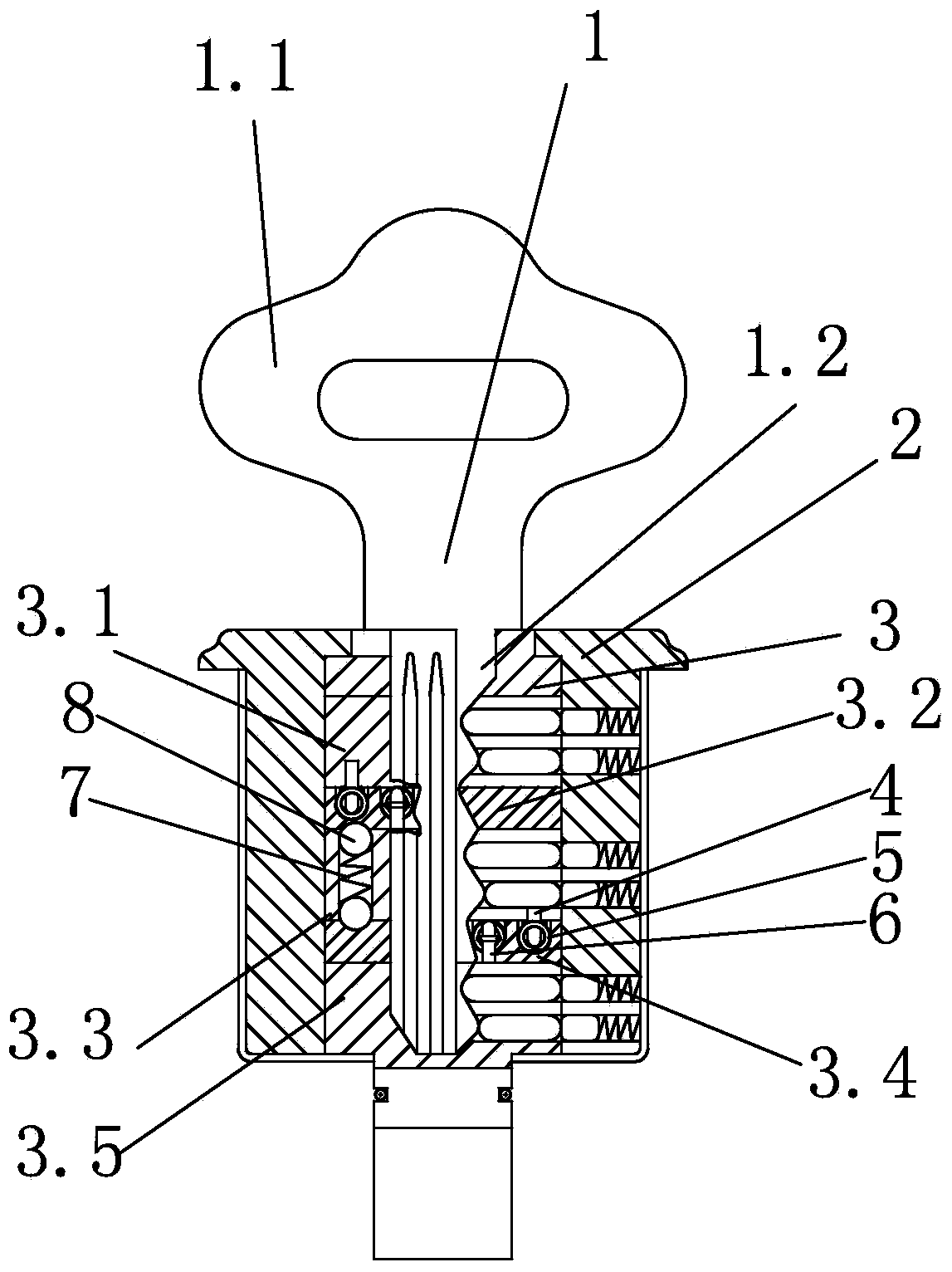 Antitheft key-and-cylinder combination and application method thereof