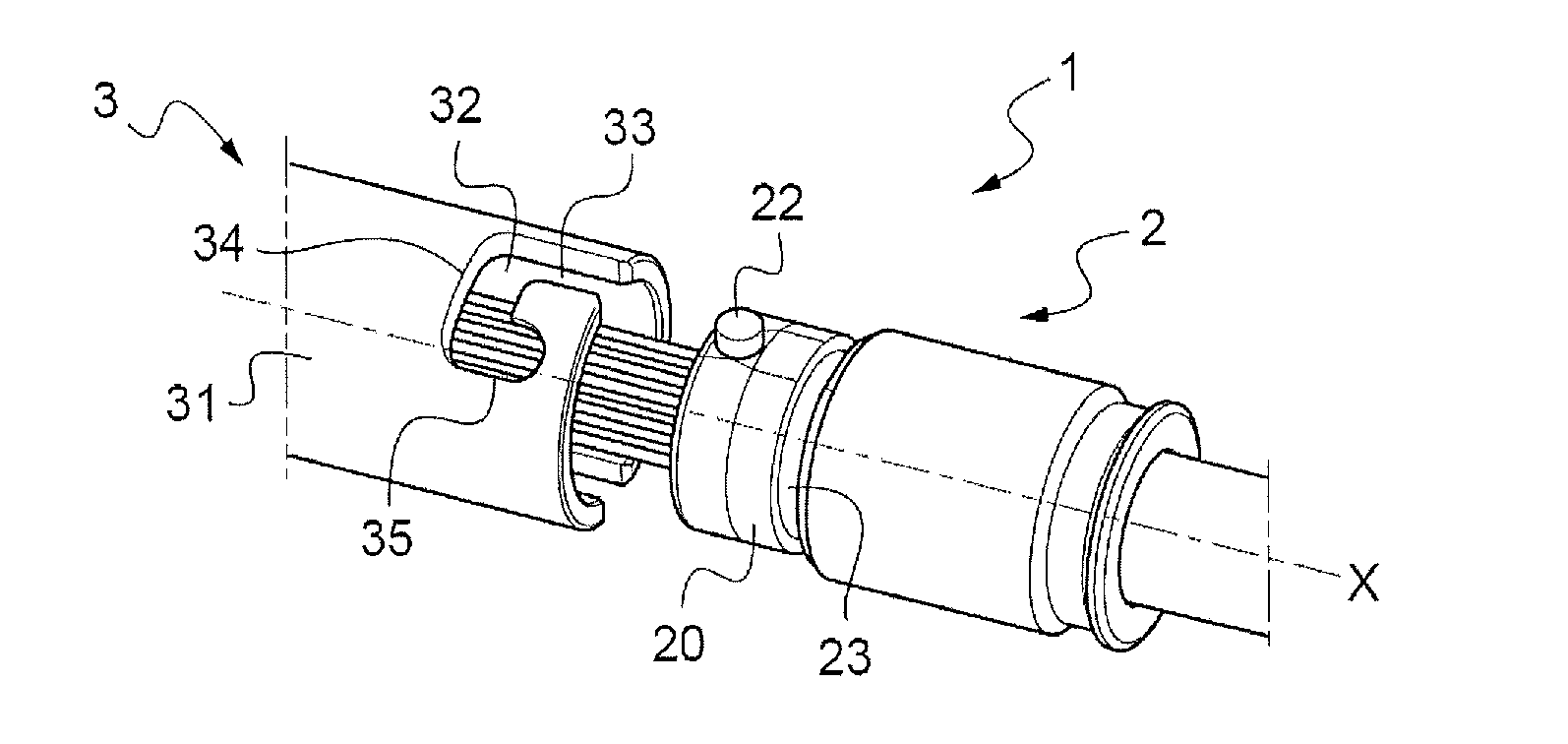 Connection assembly with bayonet locking of the connection elements