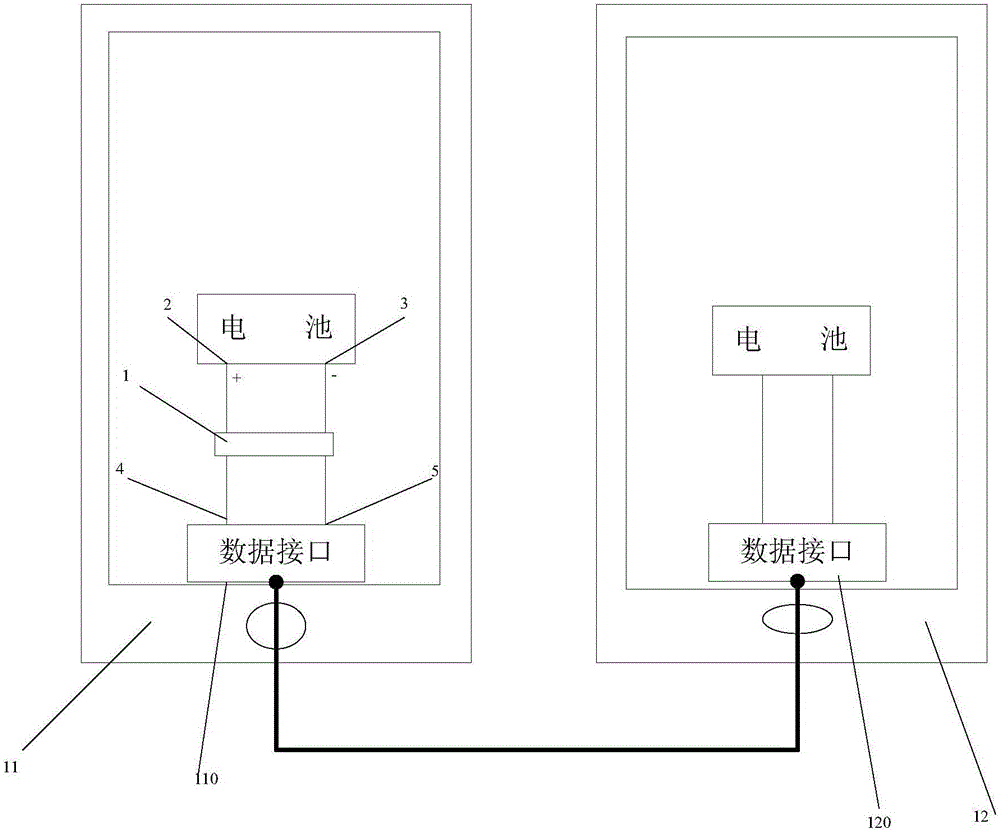 External charging mobile terminal, and mobile terminal charging system and method