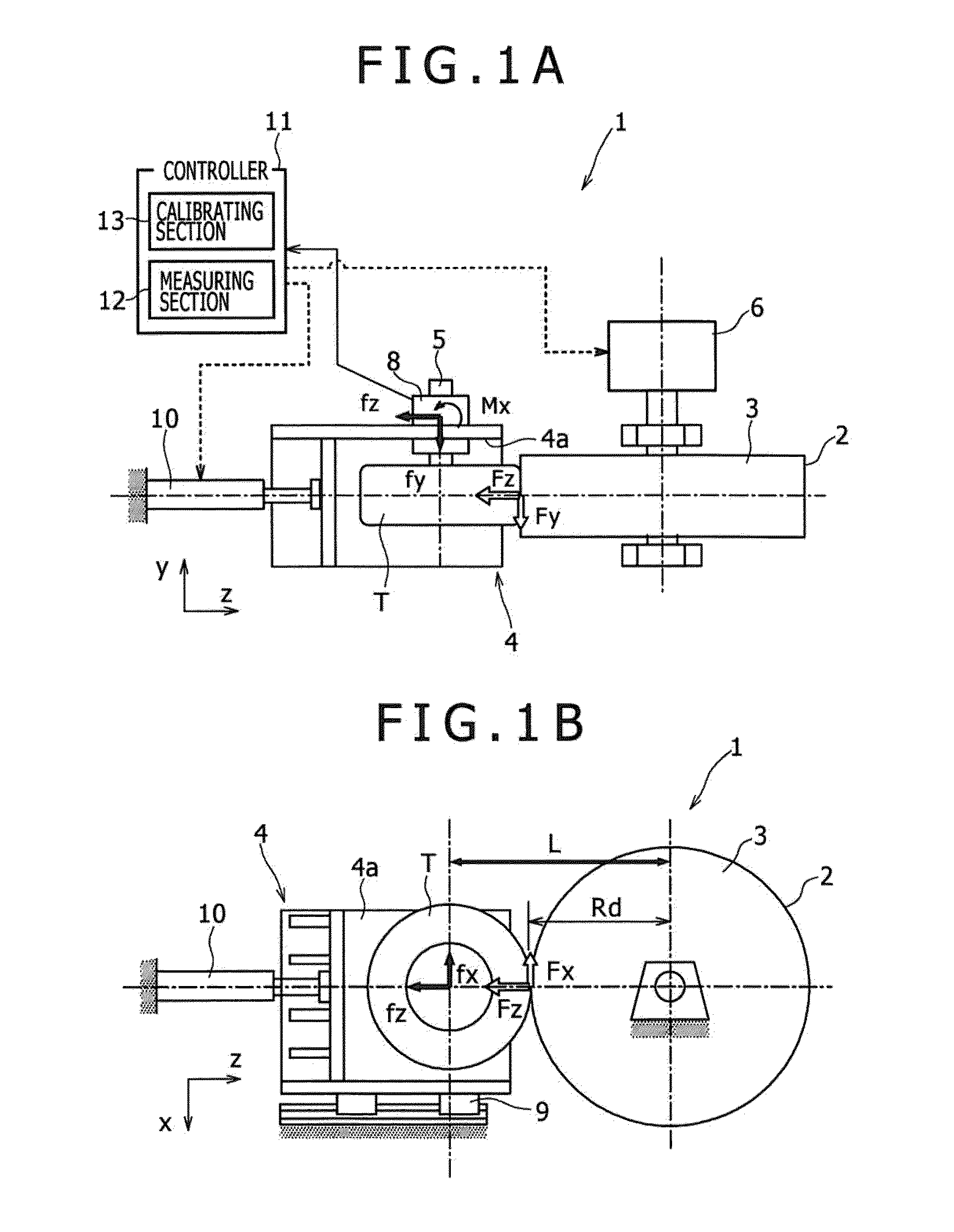 Calibration method for multi-component force detector provided in rolling resistance testing machine