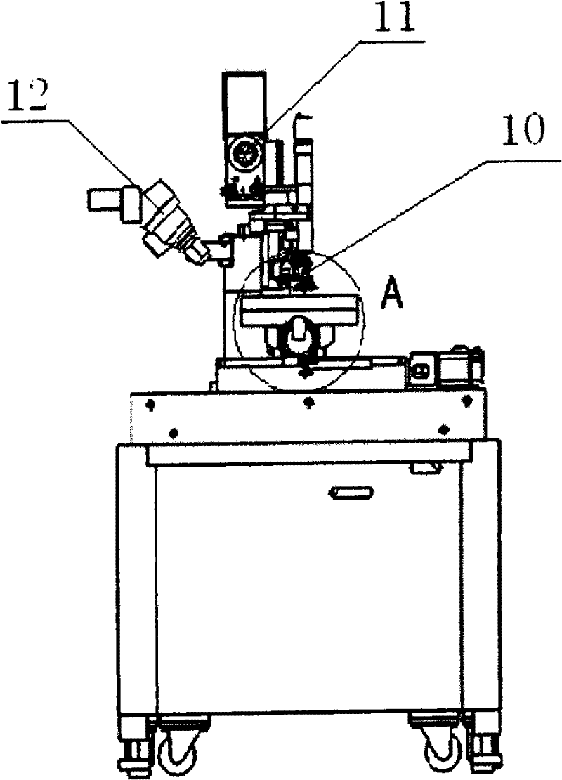 Light emitting diode (LED) magnetic adsorption and positioning aluminum wire bonding machine with cross guide rail transfer table