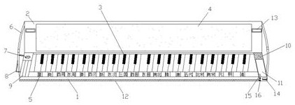 Piano keyboard type history learning teaching aid