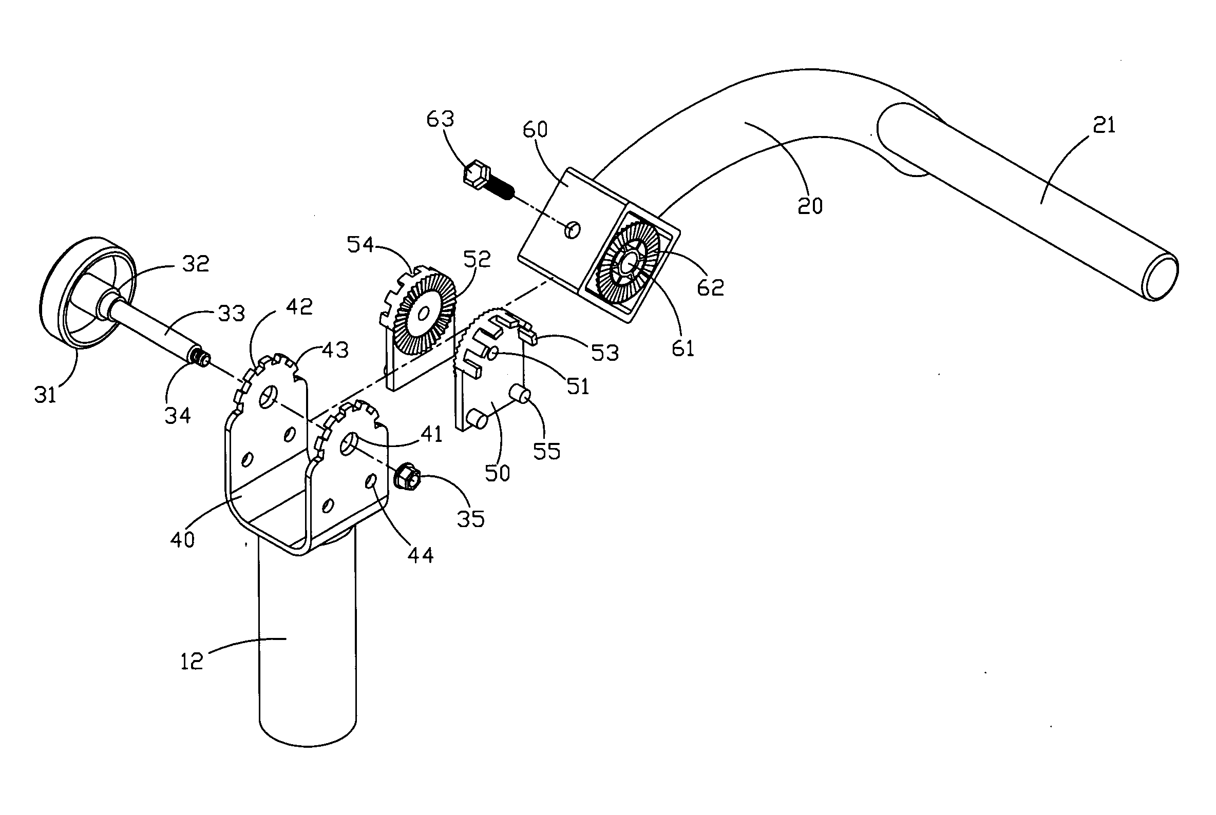 Adjustable handle support of an exercise apparatus