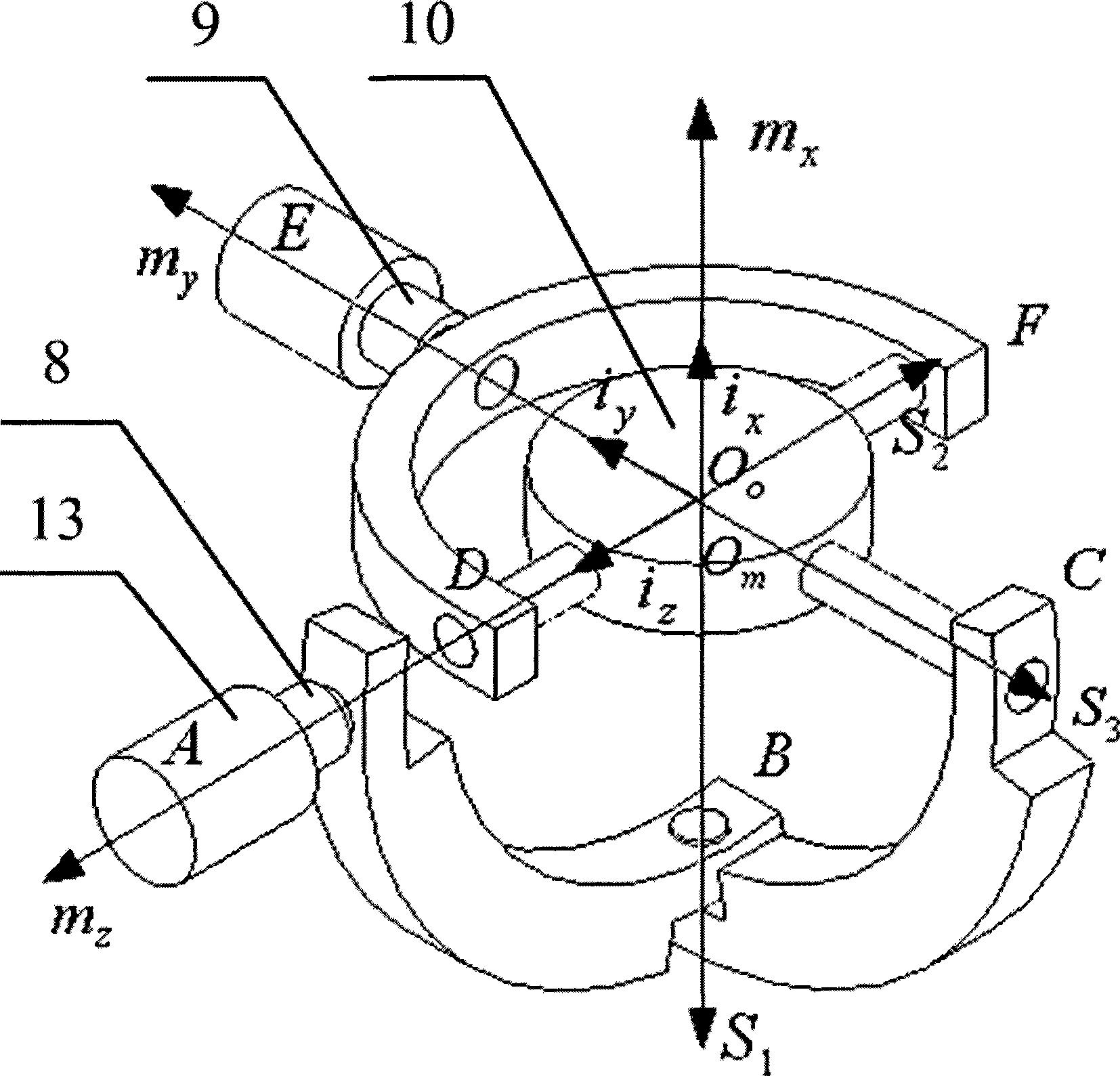 Parallel four-bar type structure decoupling six-dimension force feedback device