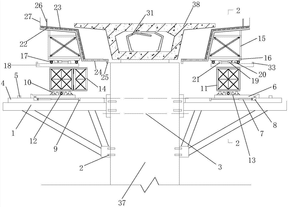 Construction method of cast-in-place box girder based on composite mobile formwork