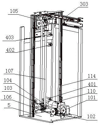 Separating and taking device for basket distribution machine