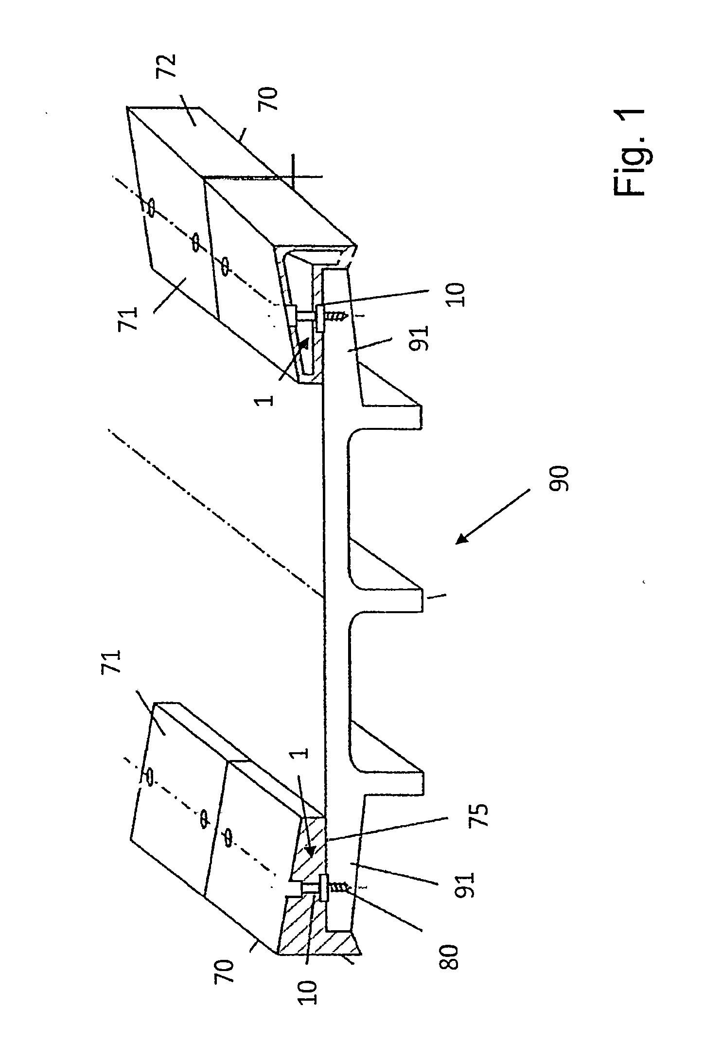 Bridge cap and fastening unit for fastening a bridge cap