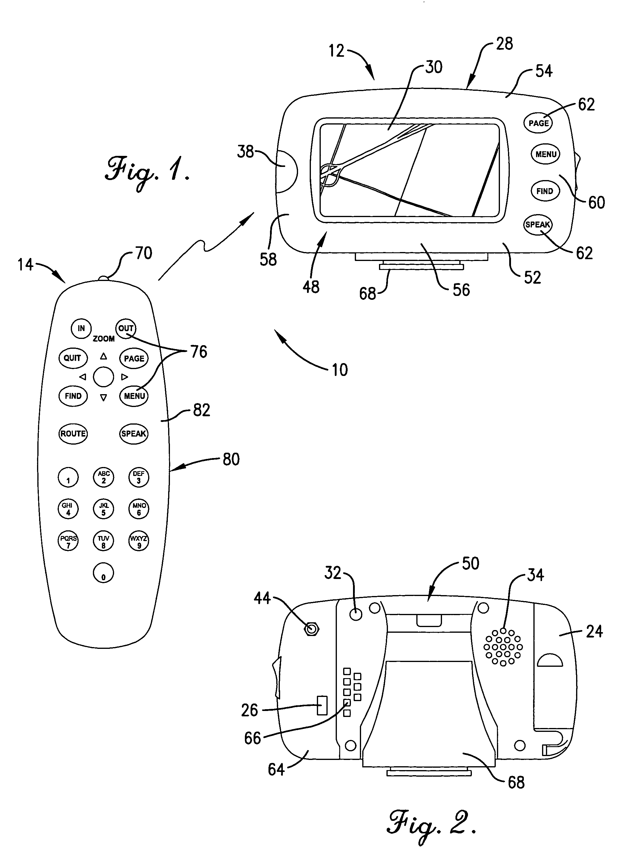 Portable navigational device with a remote control, an internal memory, and an internal heating element