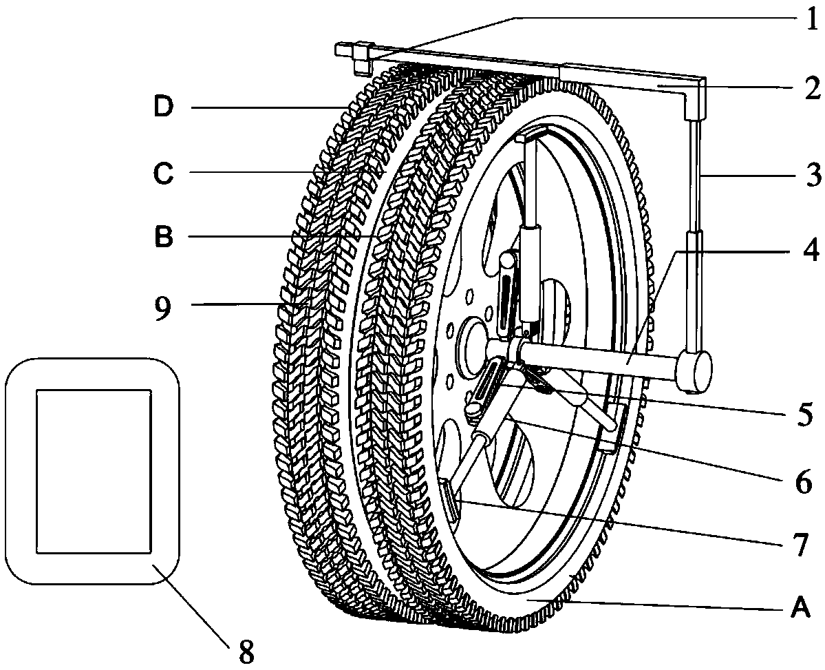 Portable dual wheel tire inner treads detection device and detection method