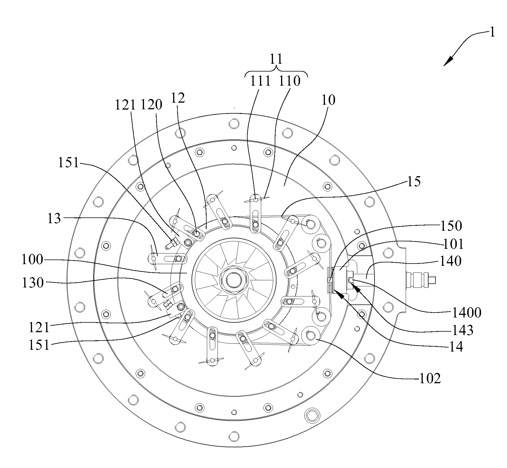 Mechanism for modulating diffuser vane of diffuser