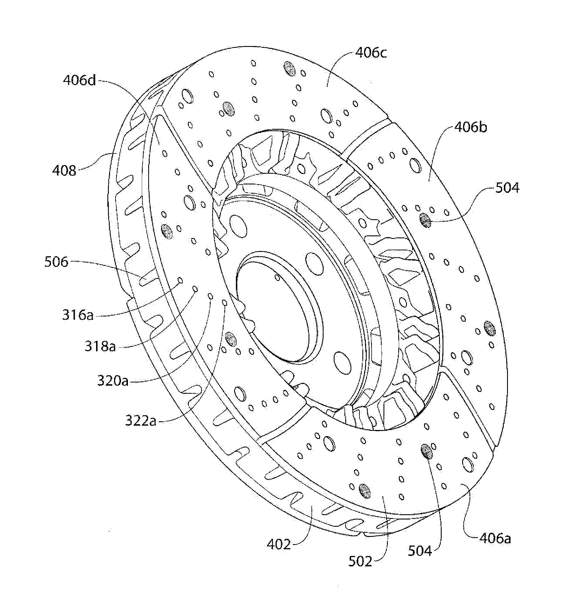 Segmented brake rotor with externally vented carrier