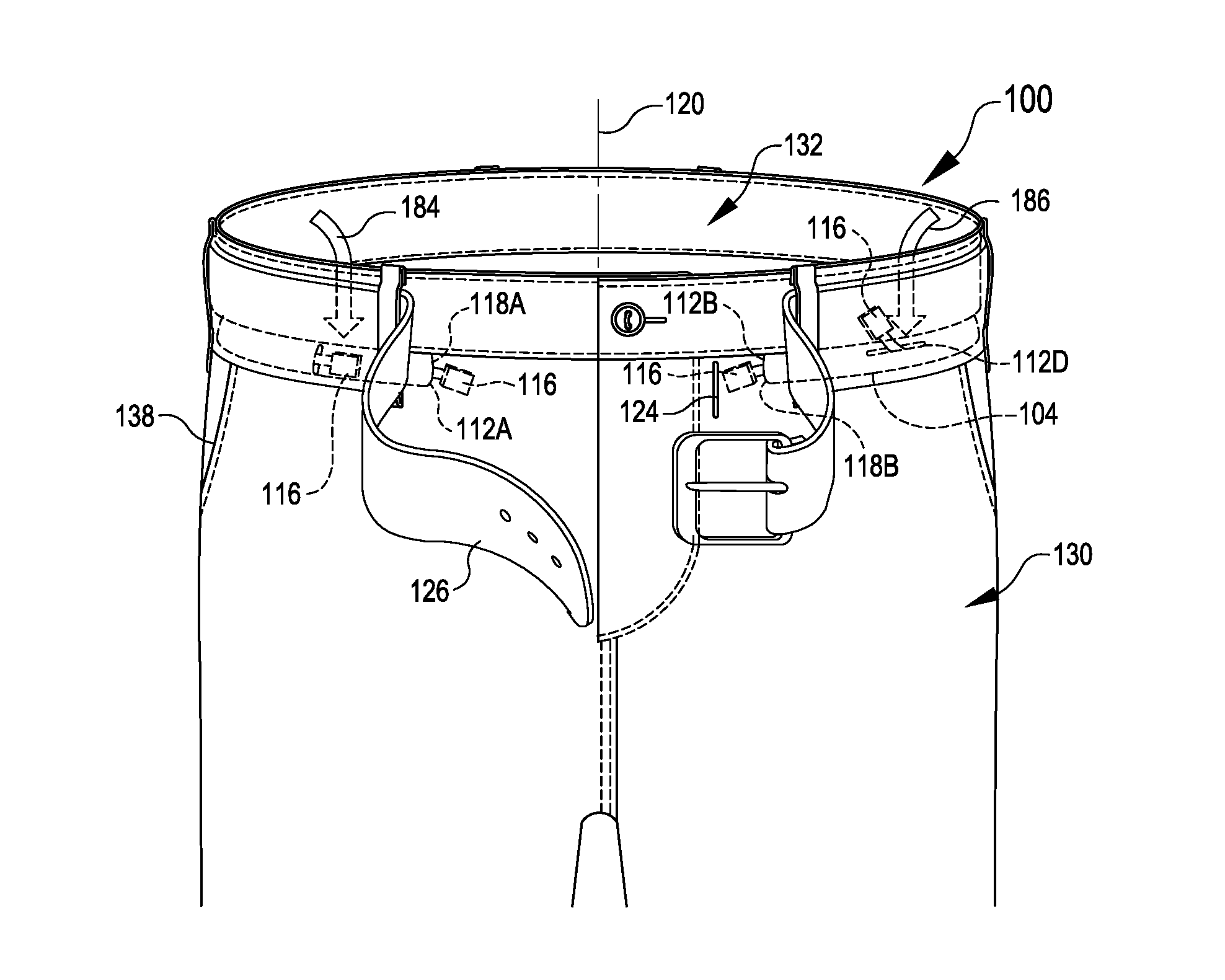 Pants having waistband for receiving flexible restraints