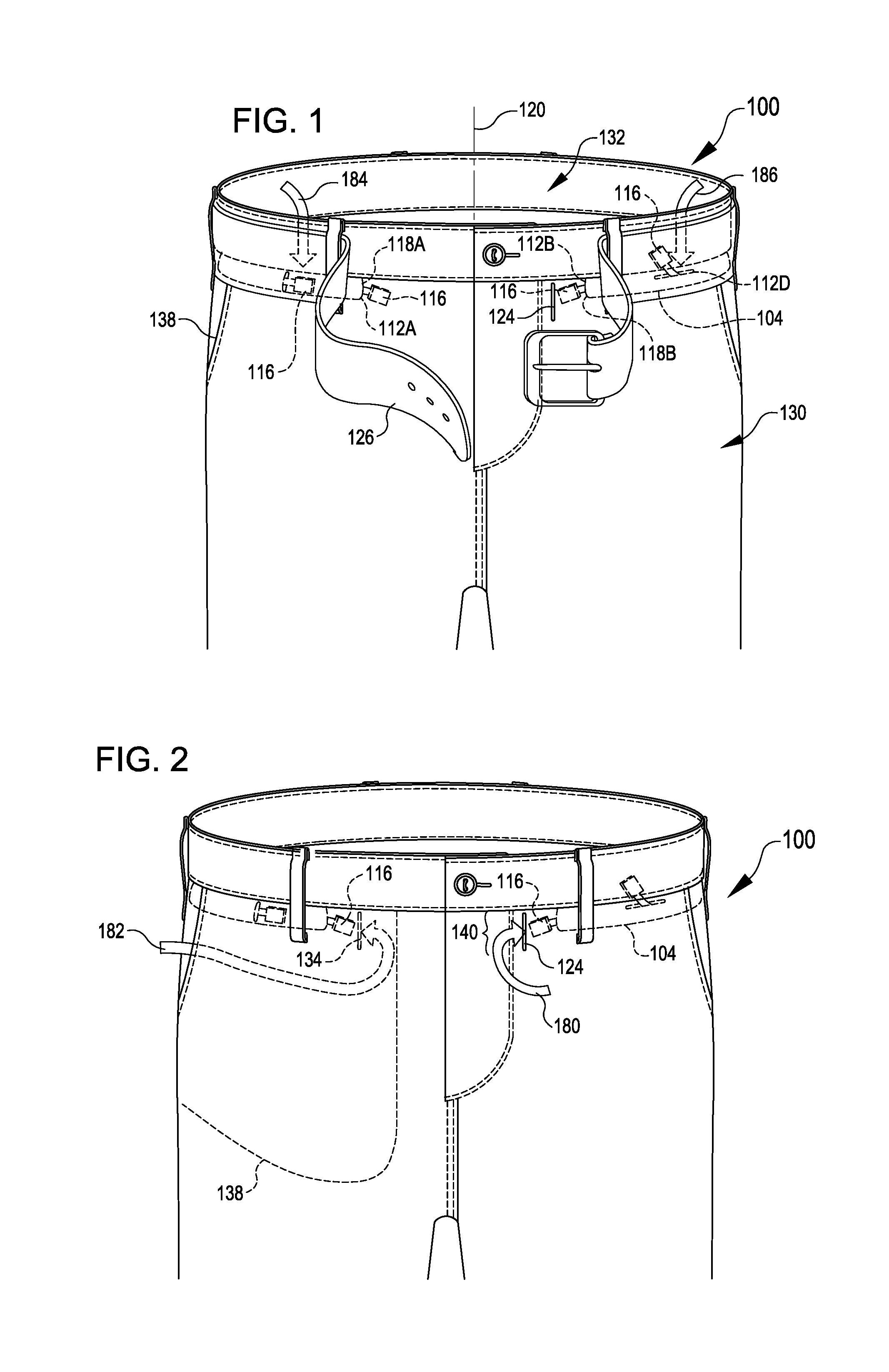 Pants having waistband for receiving flexible restraints