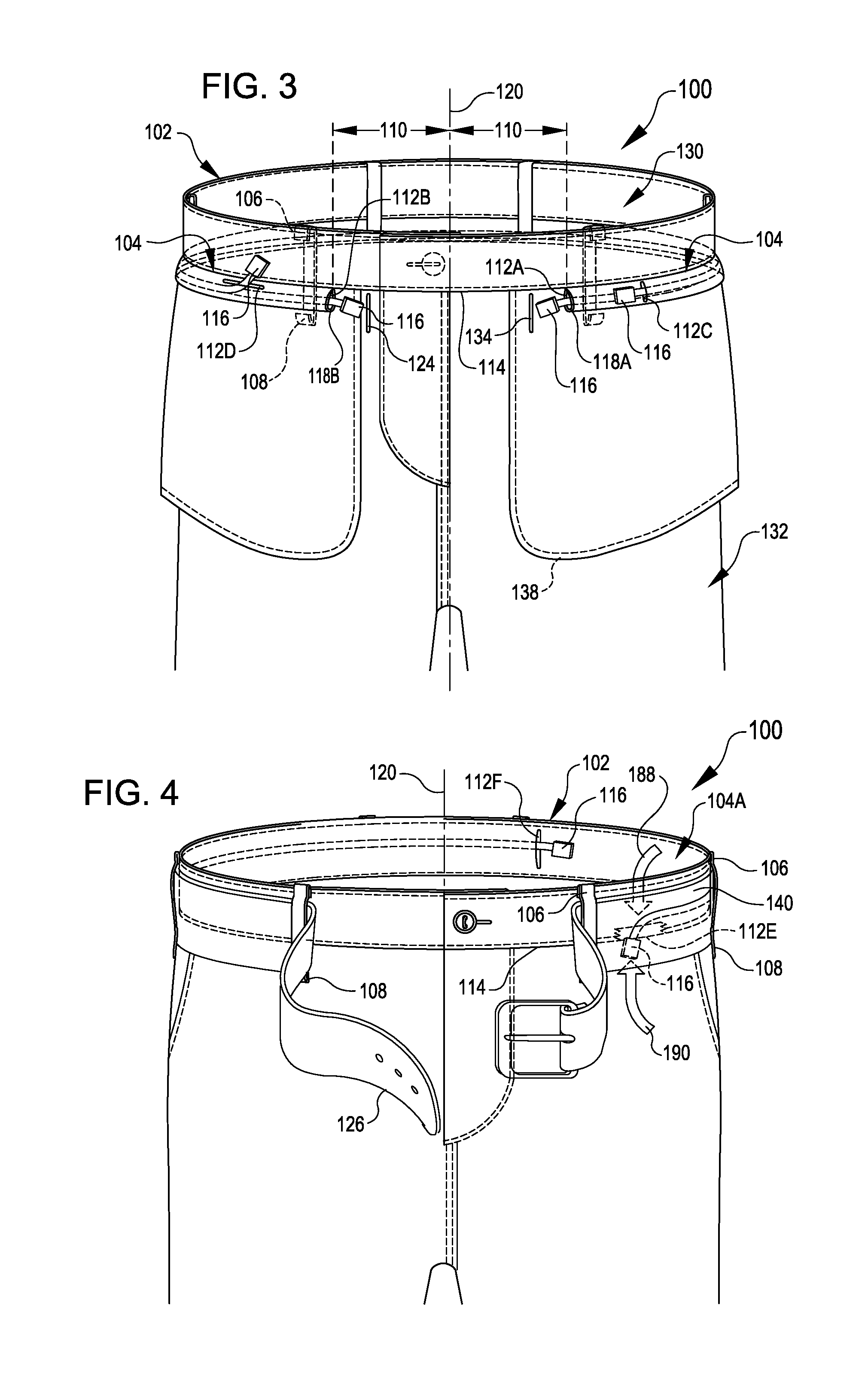 Pants having waistband for receiving flexible restraints