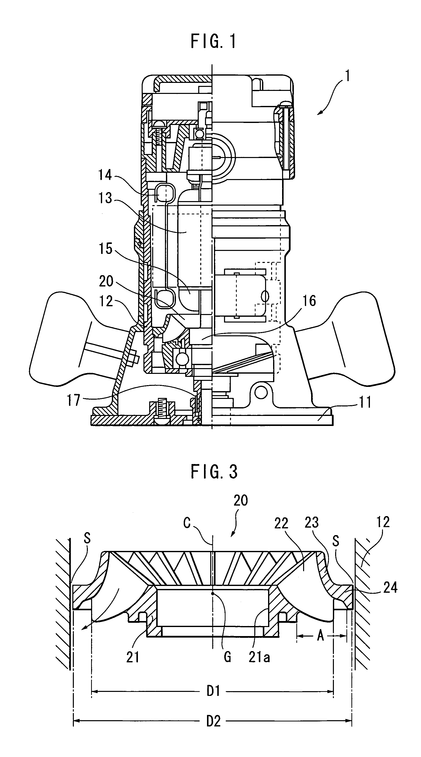 Portable electric router having radial fan