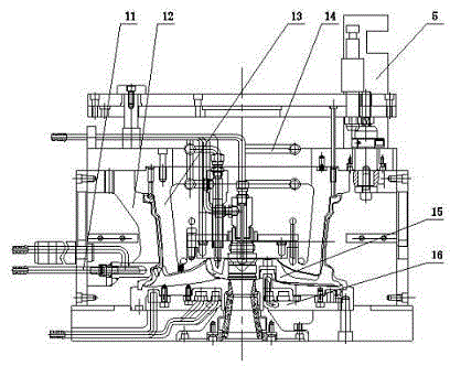 Automobile hub low pressure casting vacuum water cooling mold system