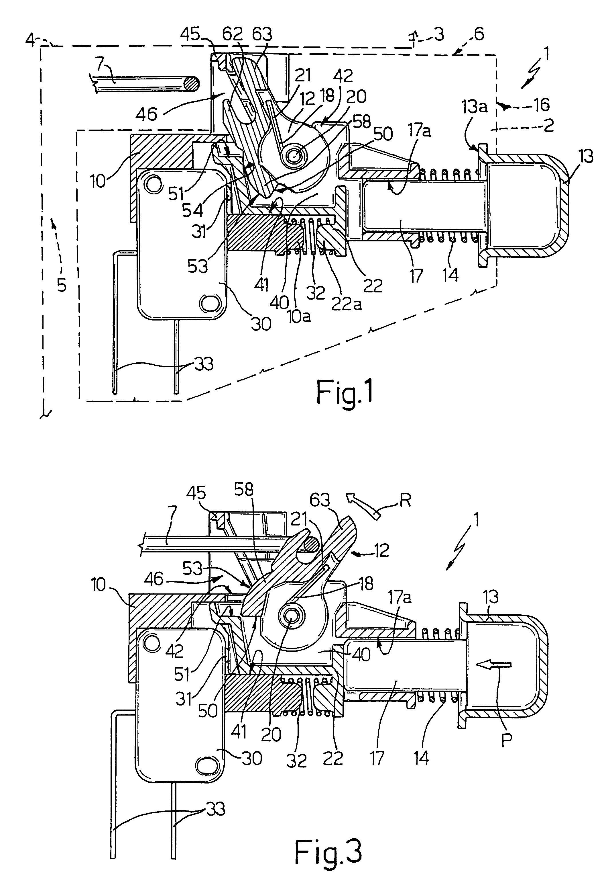 Latch device for a door of an electric household appliance in particular a dishwashing machine