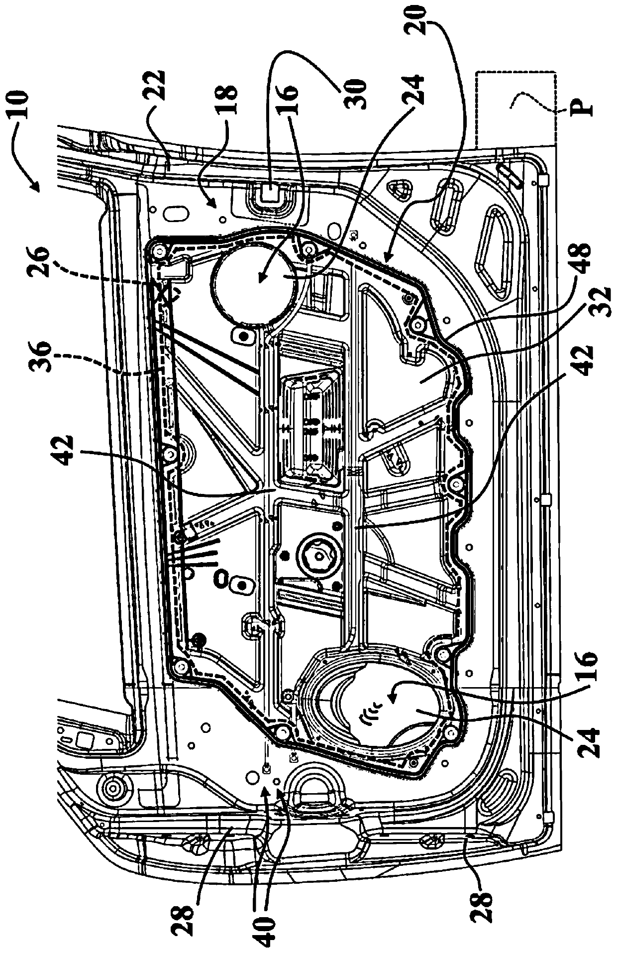 Carrier module for a motor vehicle door assembly