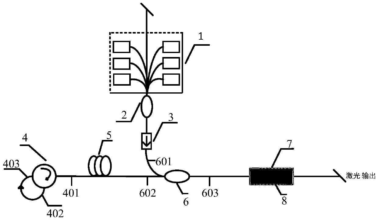 2 [um] waveband random optical fiber laser device based on inclined optical fiber grating