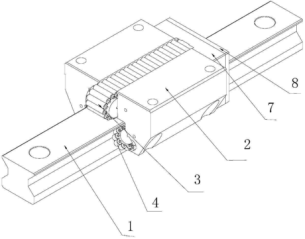 Radial heavy load type roller linear guide rail pair