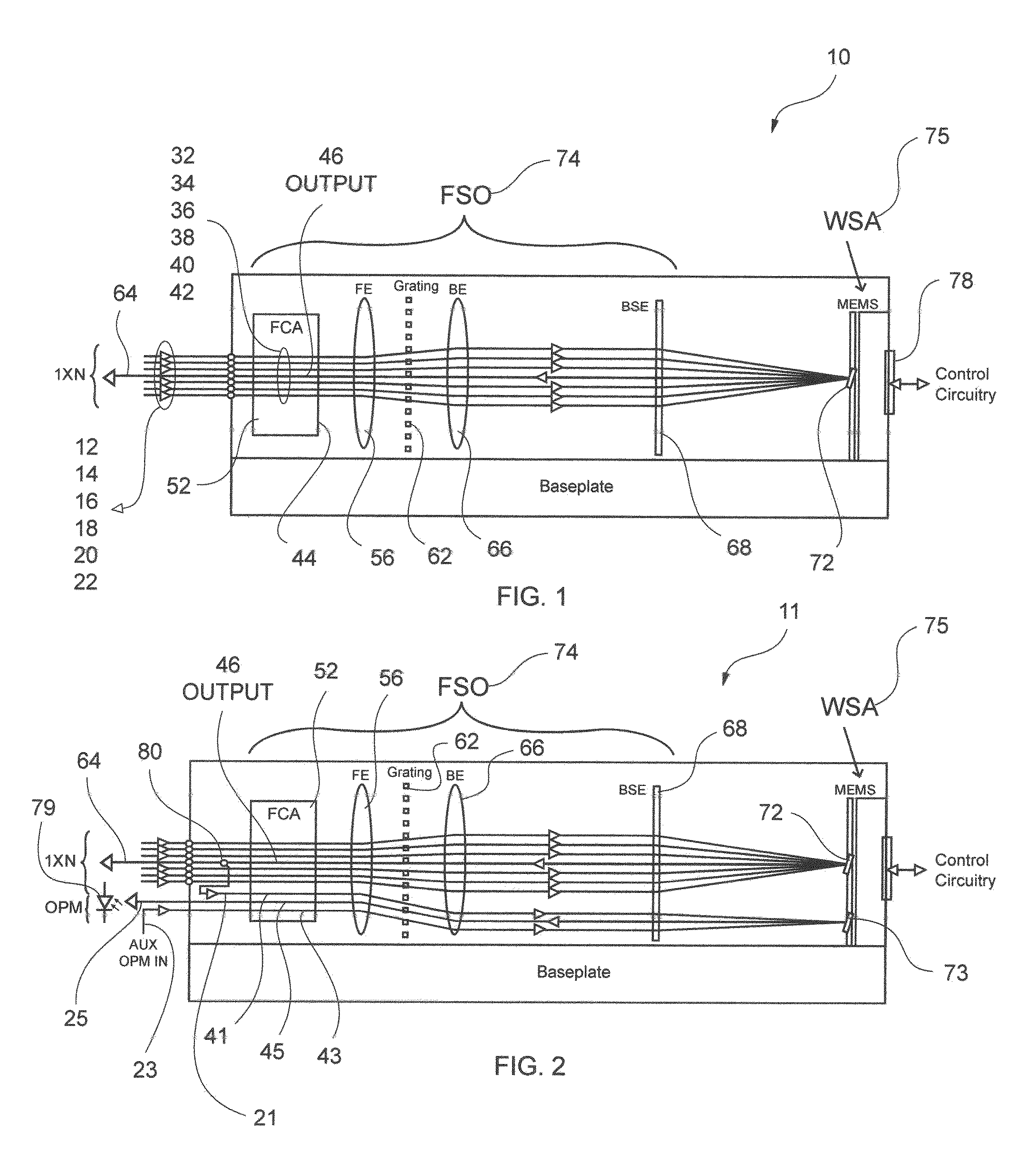 Beam steering element and associated methods for manifold fiberoptic switches and monitoring
