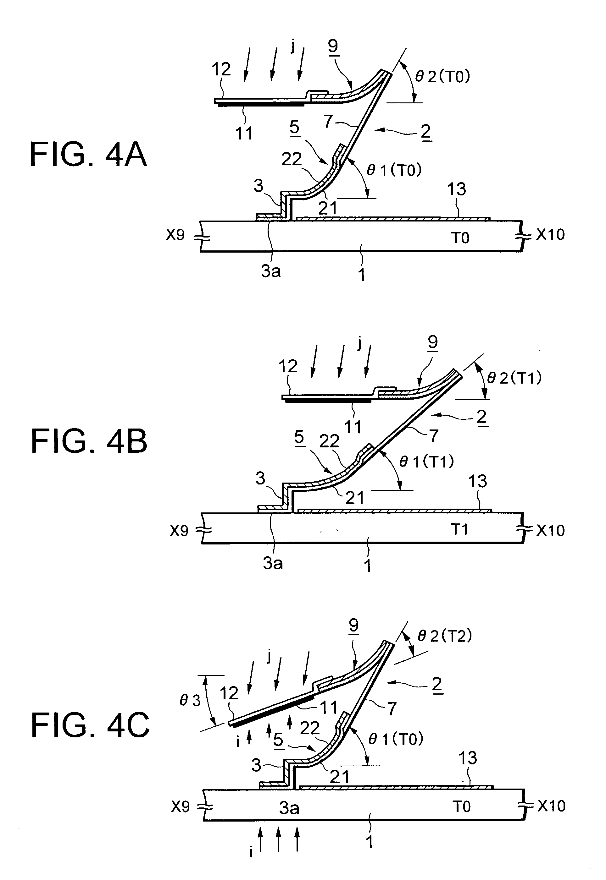 Thermal displacement element and radiation detector using the element