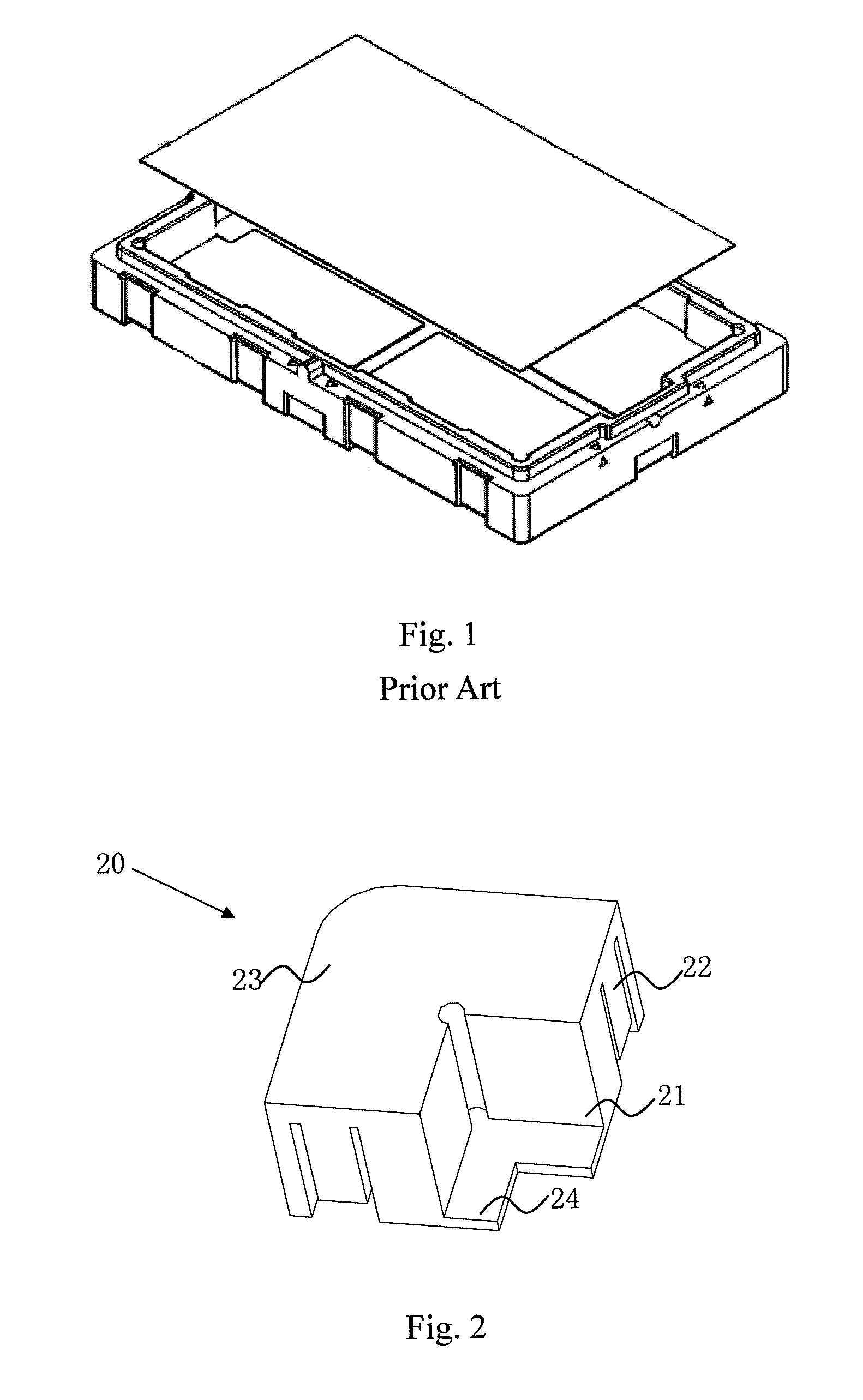 Buffering stop structure and corresponding packing case