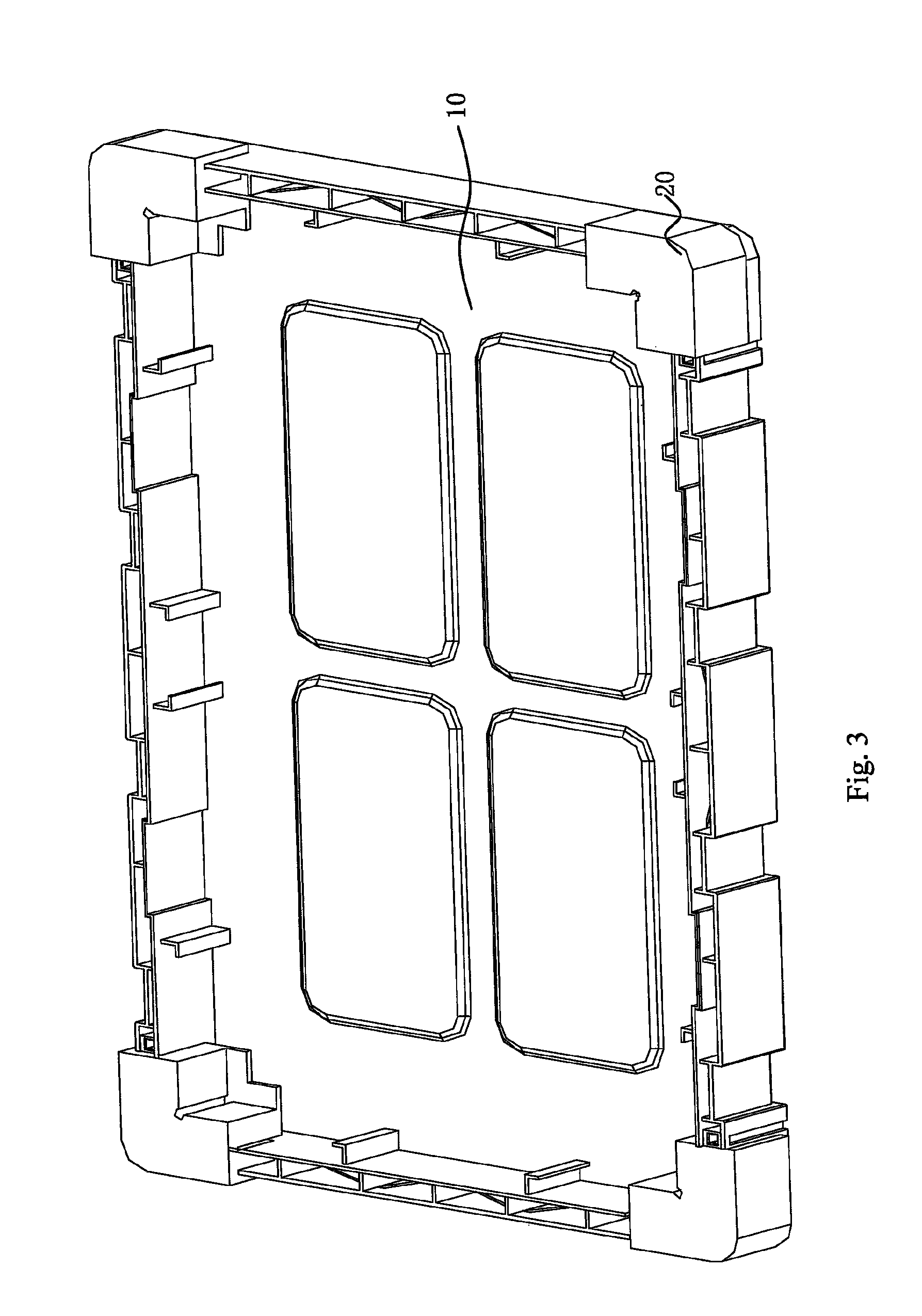 Buffering stop structure and corresponding packing case