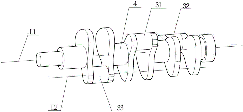 Formative technology for three-cylinder bent axle