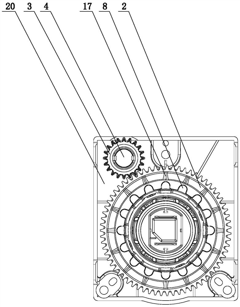 Anti-theft knob electronic gear shifting mechanism with 360-degree rotary knob in middle of button