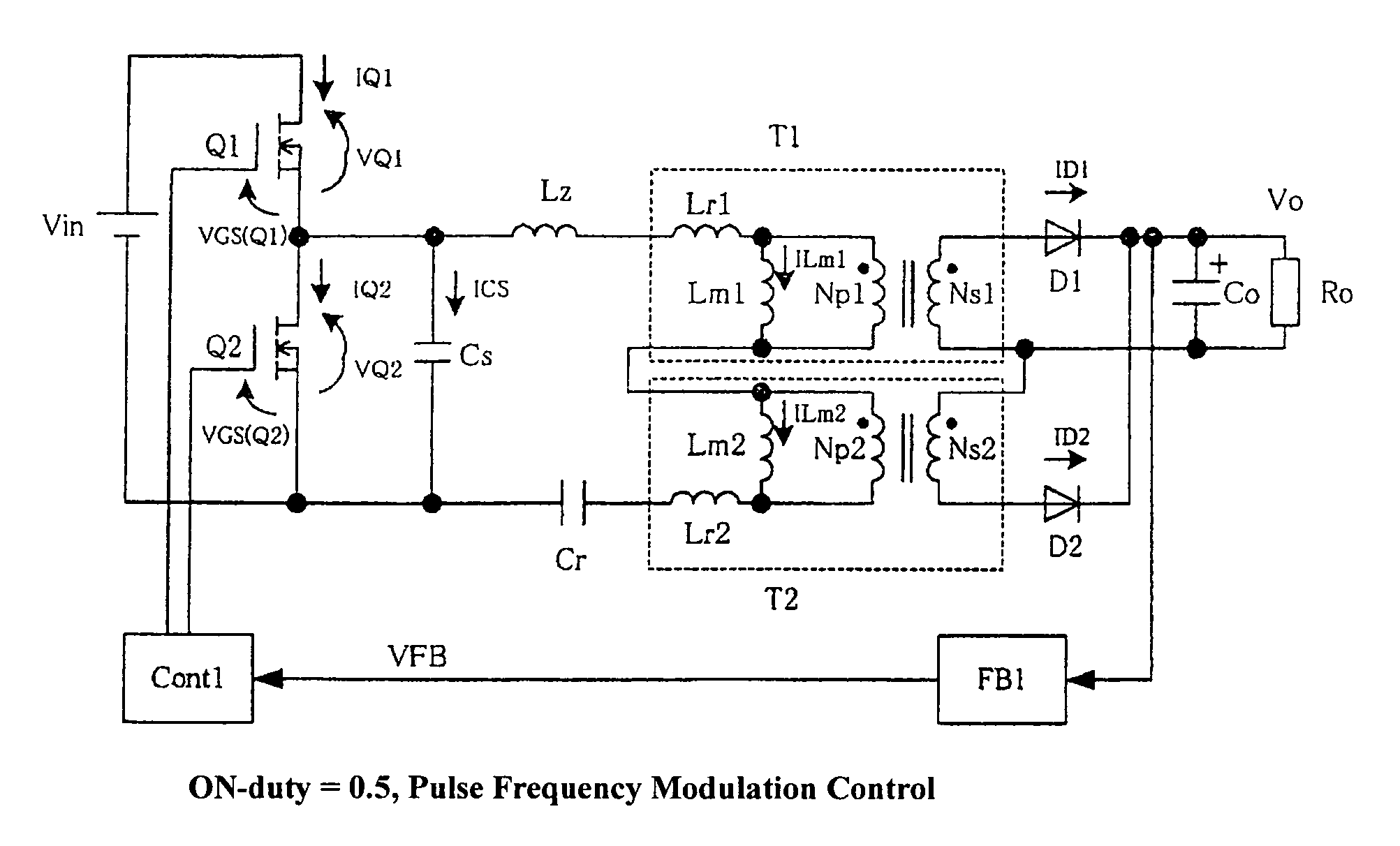 Switching power supply with pulse frequency modulation control