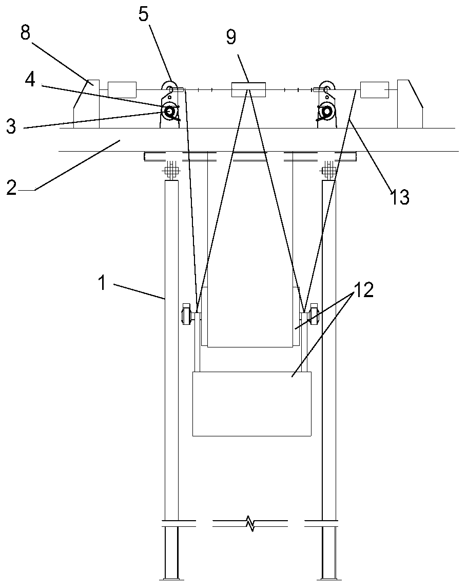 Anti-falling device for perpendicular counterweight