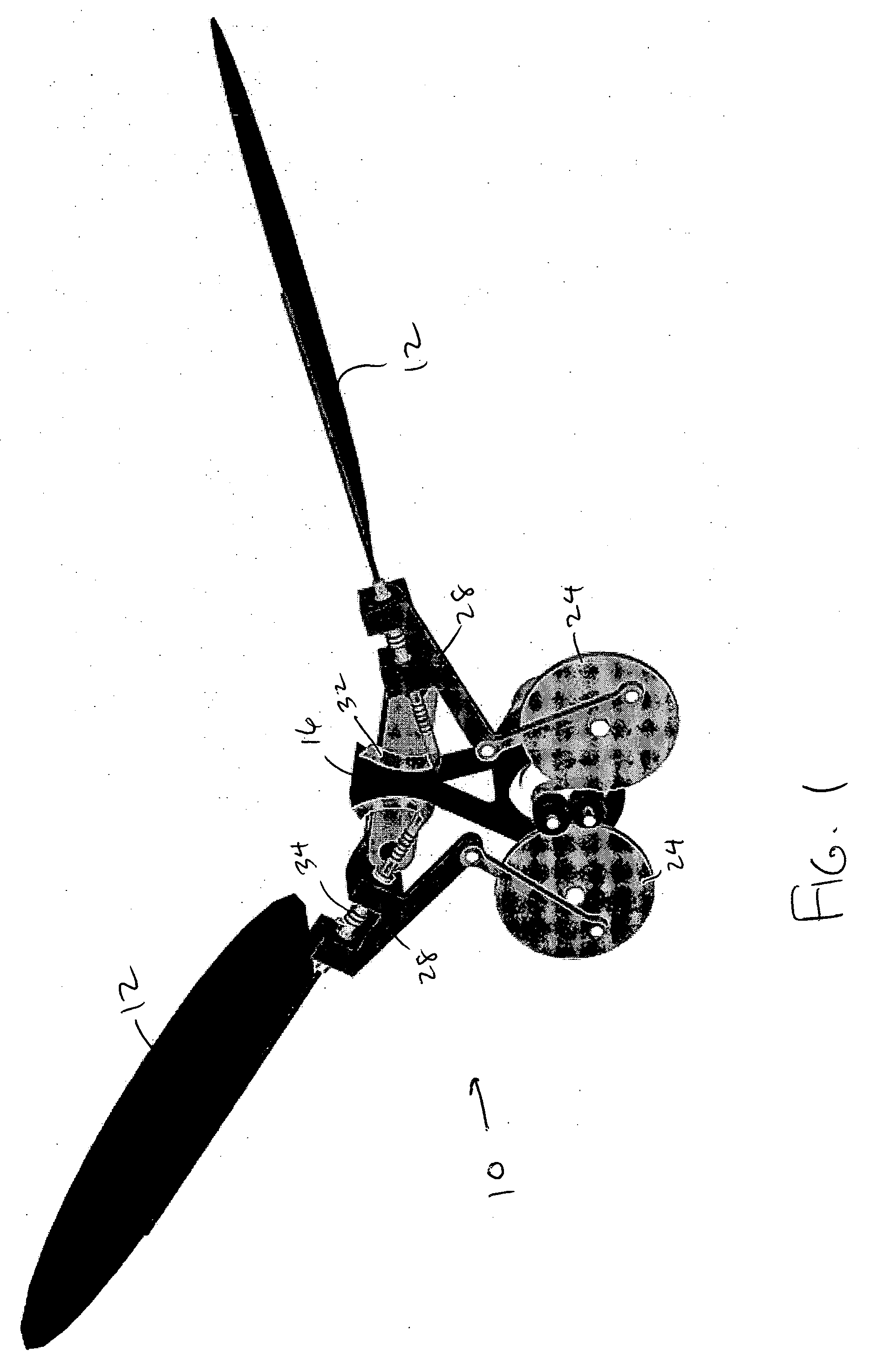 Mechanism for biaxial rotation of a wing and vehicle containing such mechanism