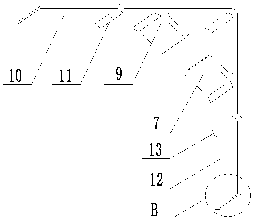 Corner water stop steel plate equipped with fixing device and construction method