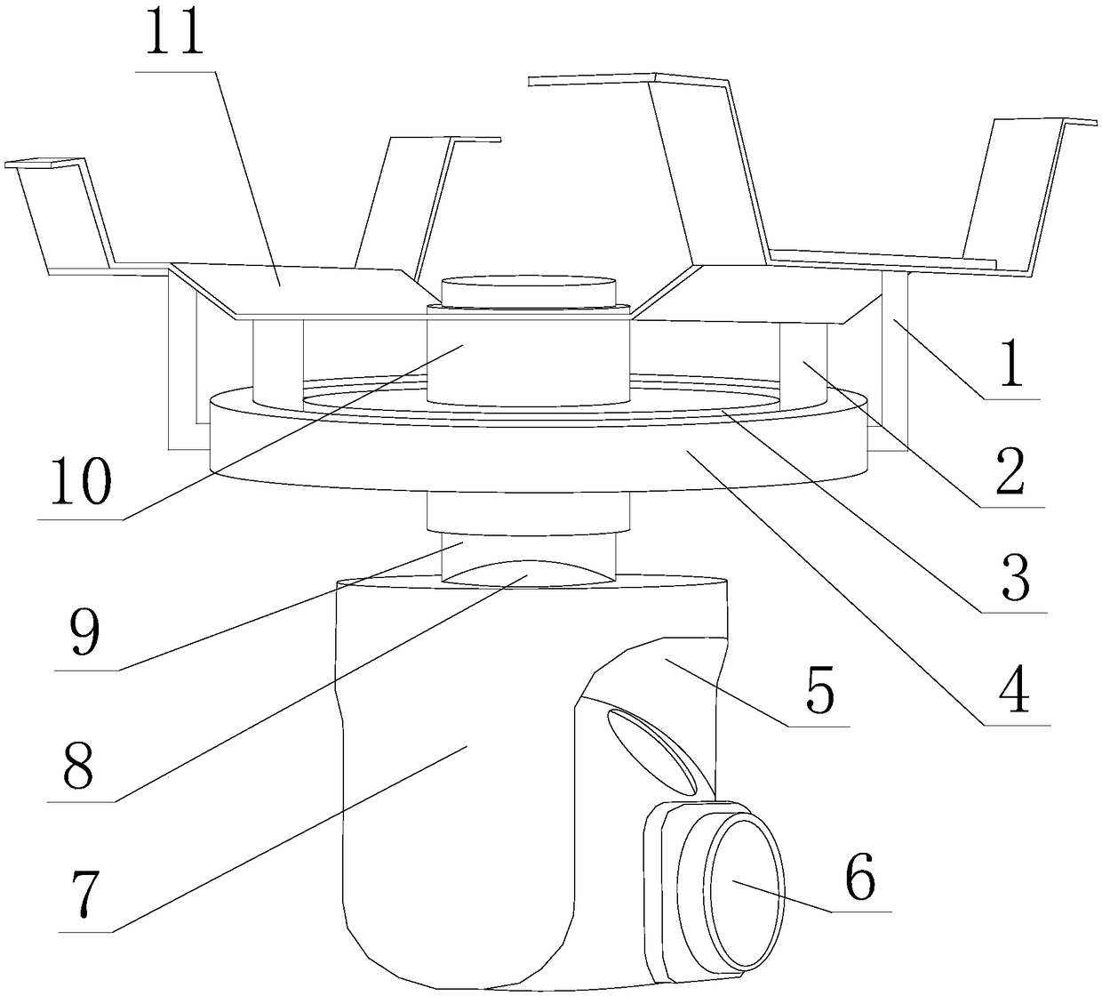 Multi-angle camera support for aerial photography unmanned aerial vehicle