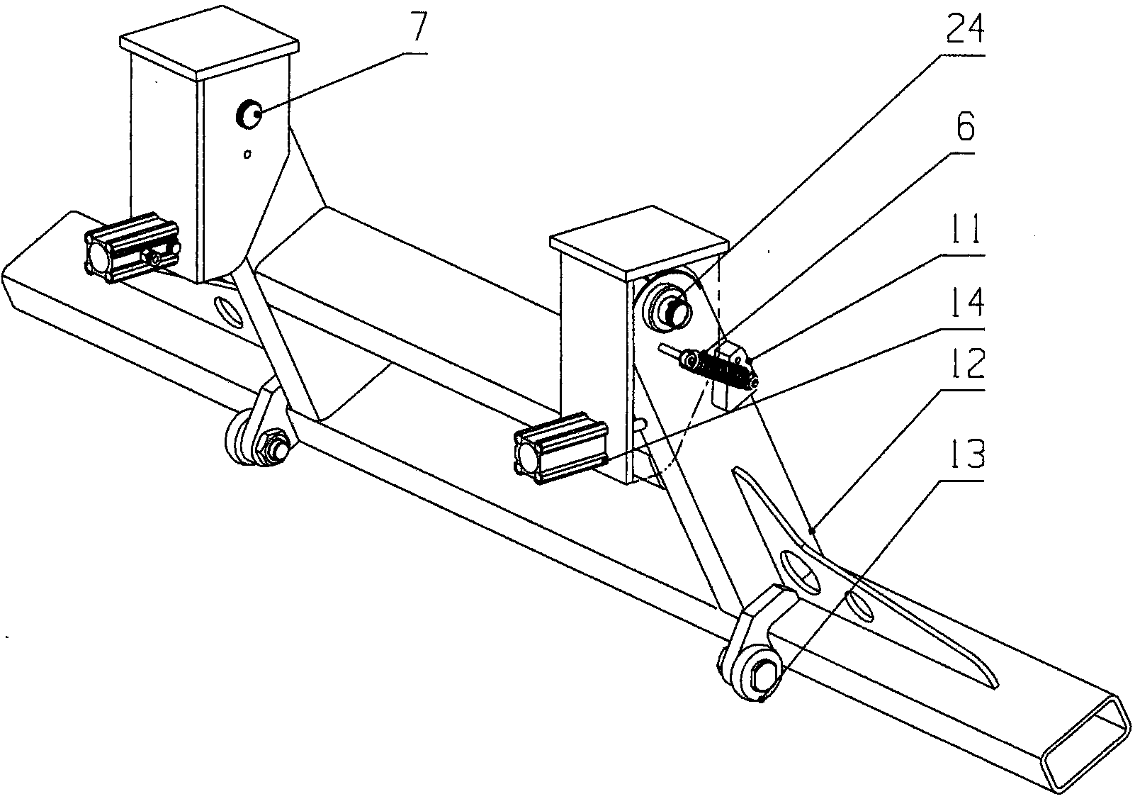 Automatic inclination lifting mechanism for automobile body correcting machine