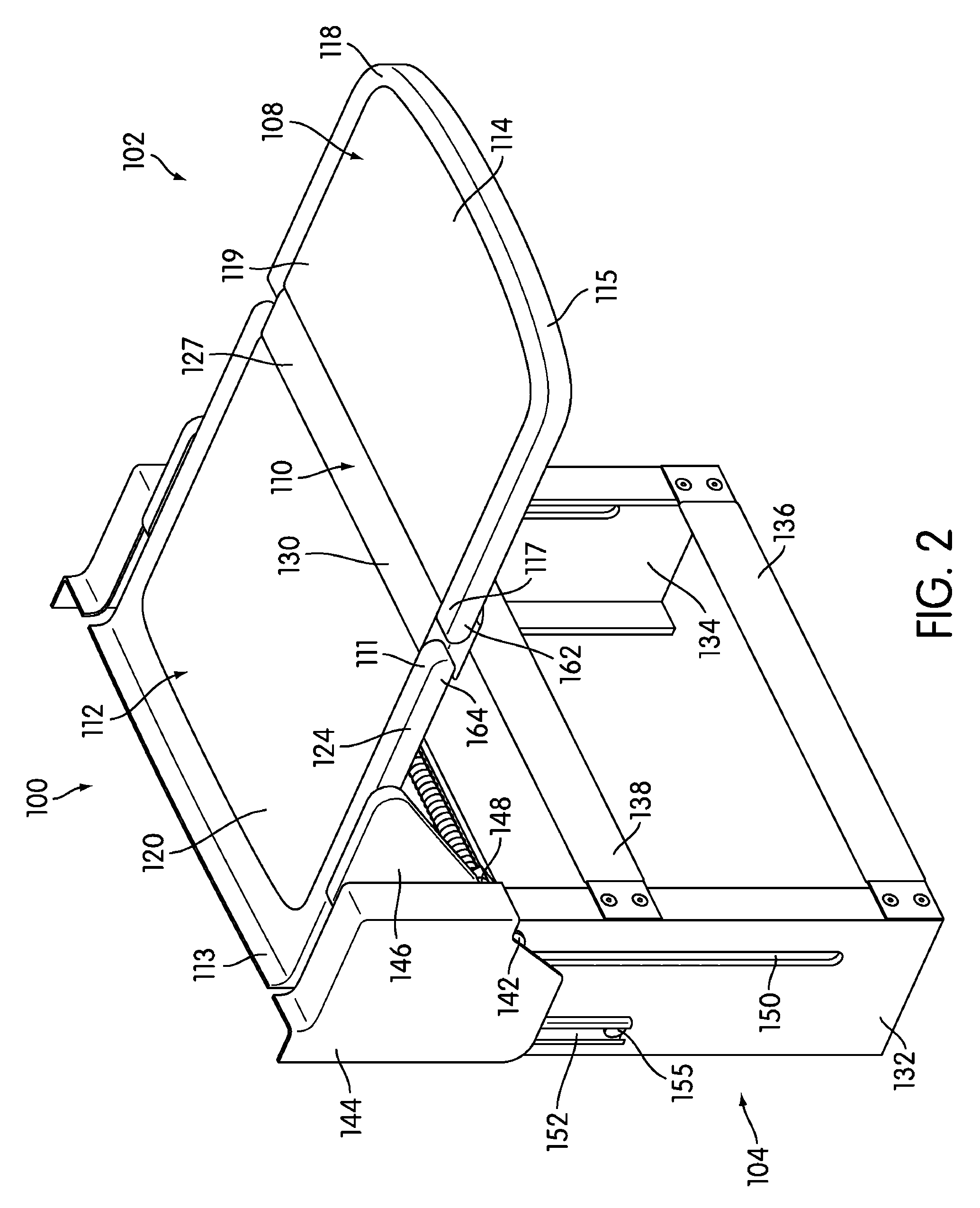 Folding table and support frame assembly