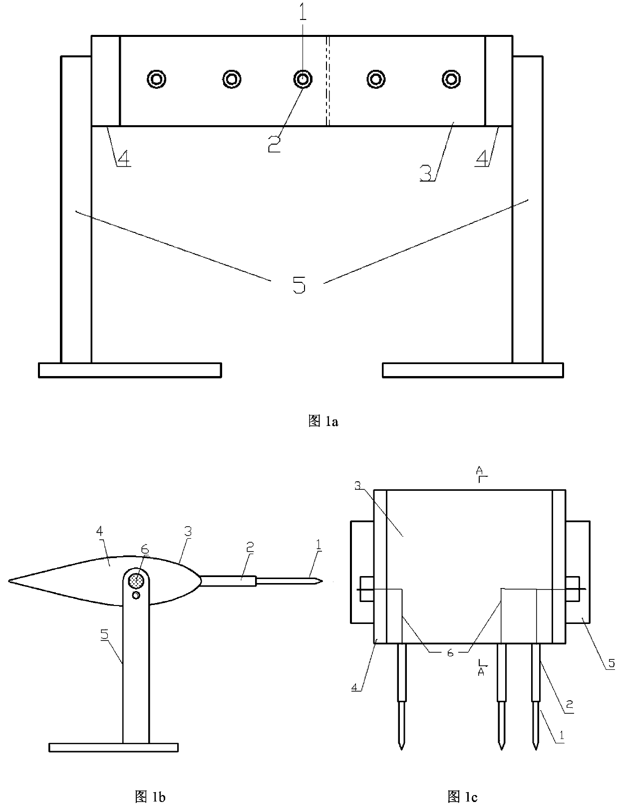 Three-hole probe type pressure measurement tail rake for wind tunnel test