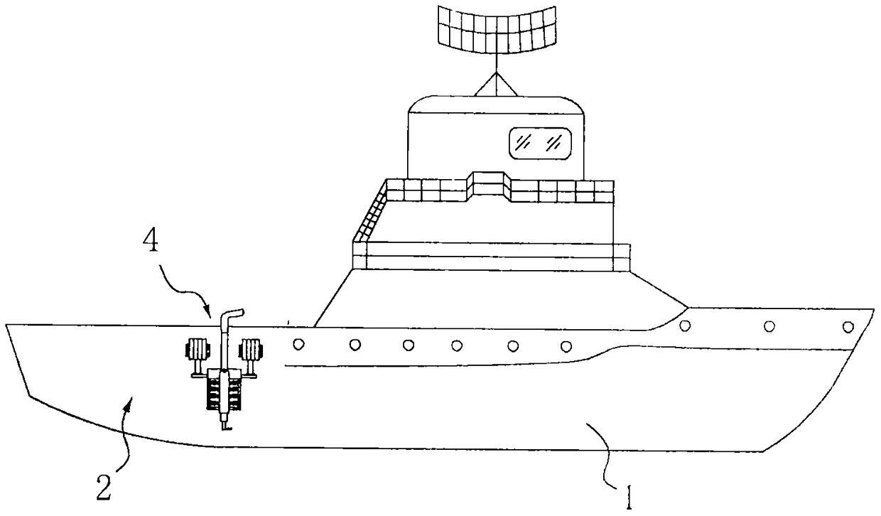 Scientific expedition vessel with continuous sampling device for surface water during sailing process