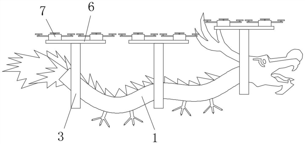 Equipment based on combination of unmanned aerial vehicle and Chinese dragon dance