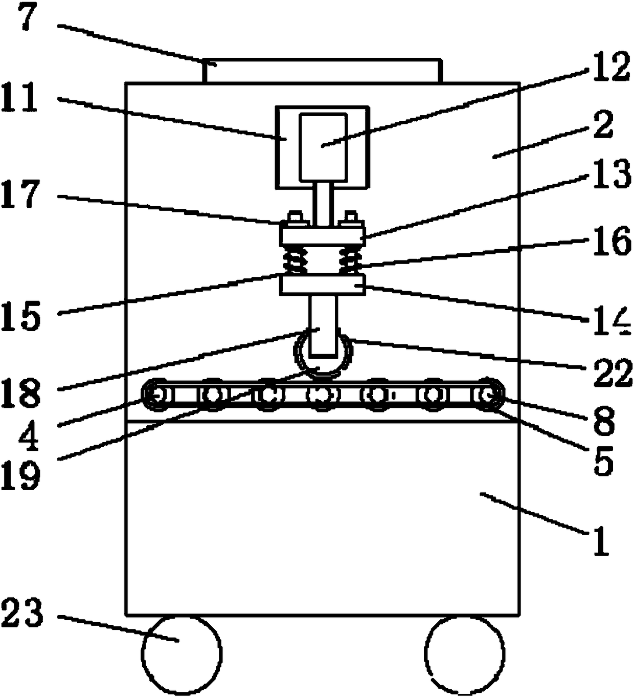 Blank pressing device for processing corrugated cardboard box