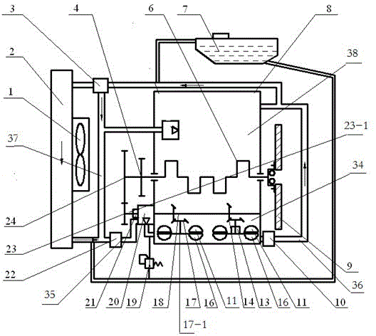 Dual-chamber hydraulic retarder integrated at the bottom of the engine