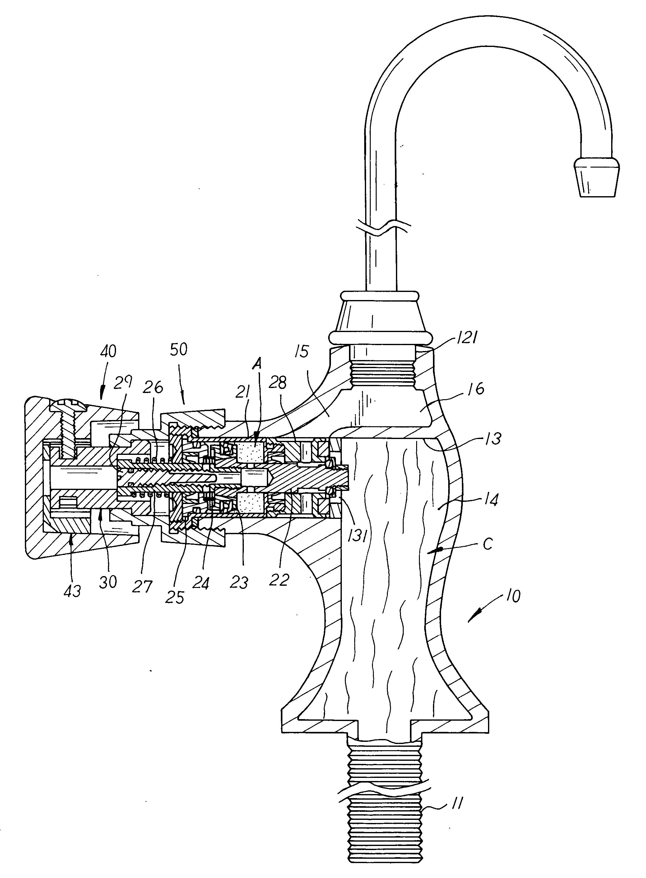 Oil-hydraulic type automatic shutoff valve water-saving structure