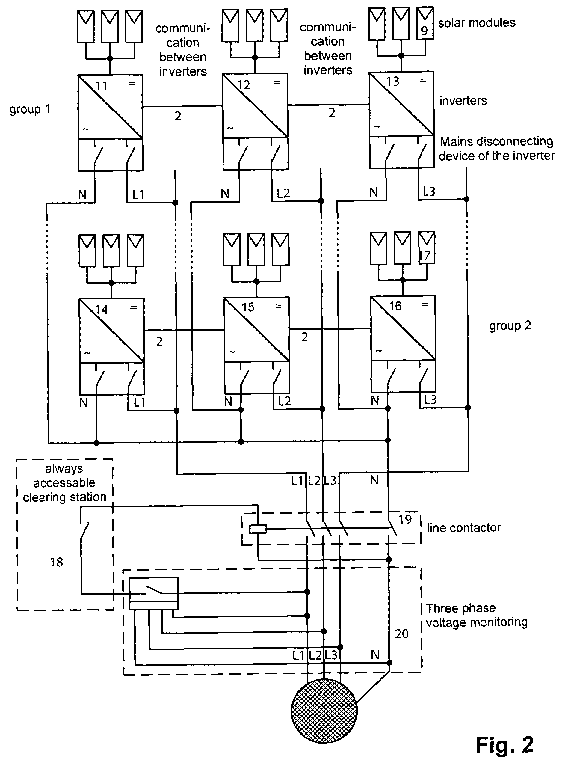 Method for converting direct voltage into three-phase alternating voltage