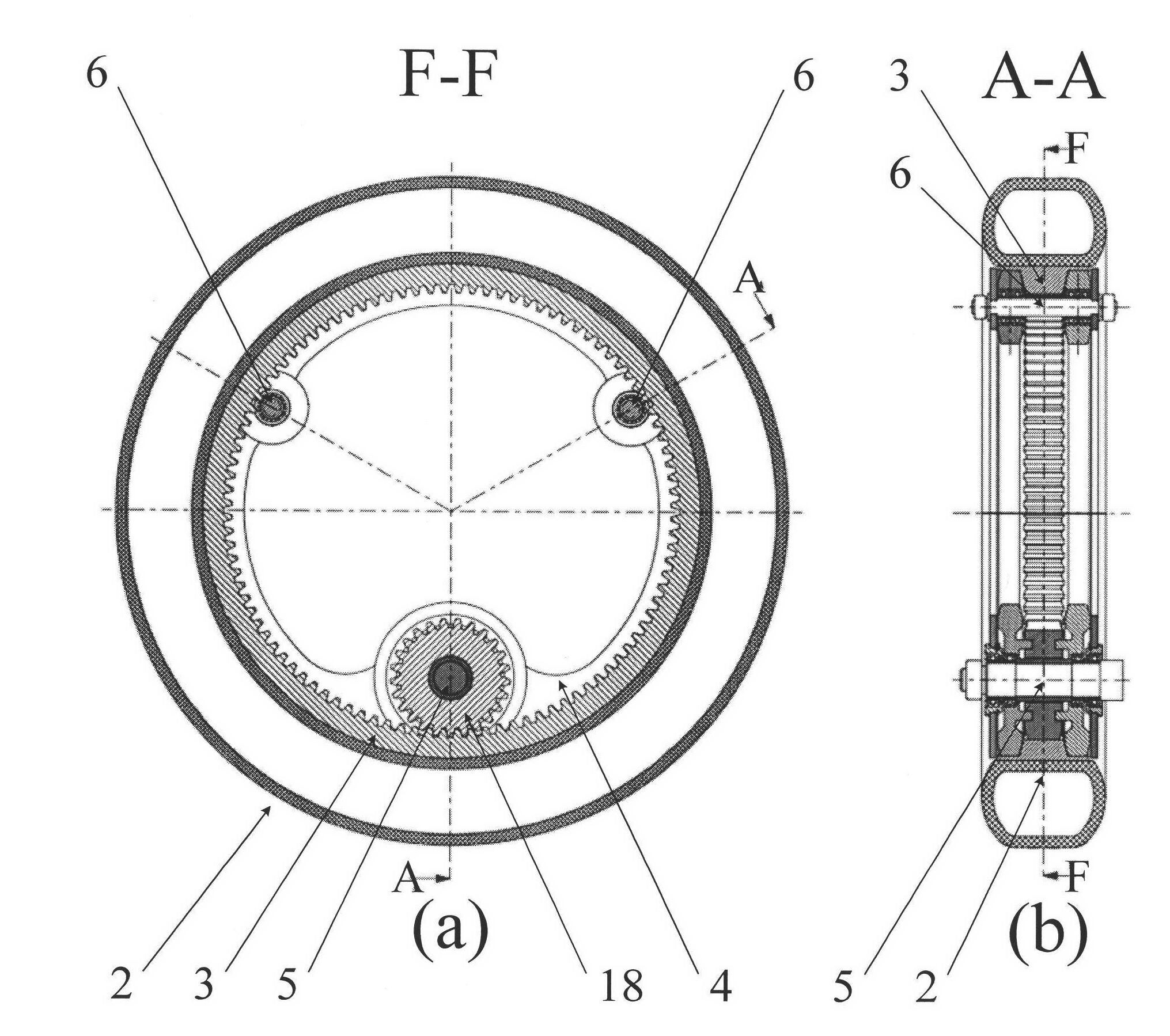 Inner planetary gear type stair climbing device
