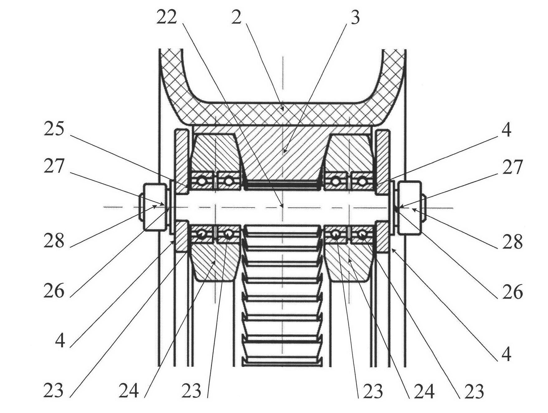 Inner planetary gear type stair climbing device