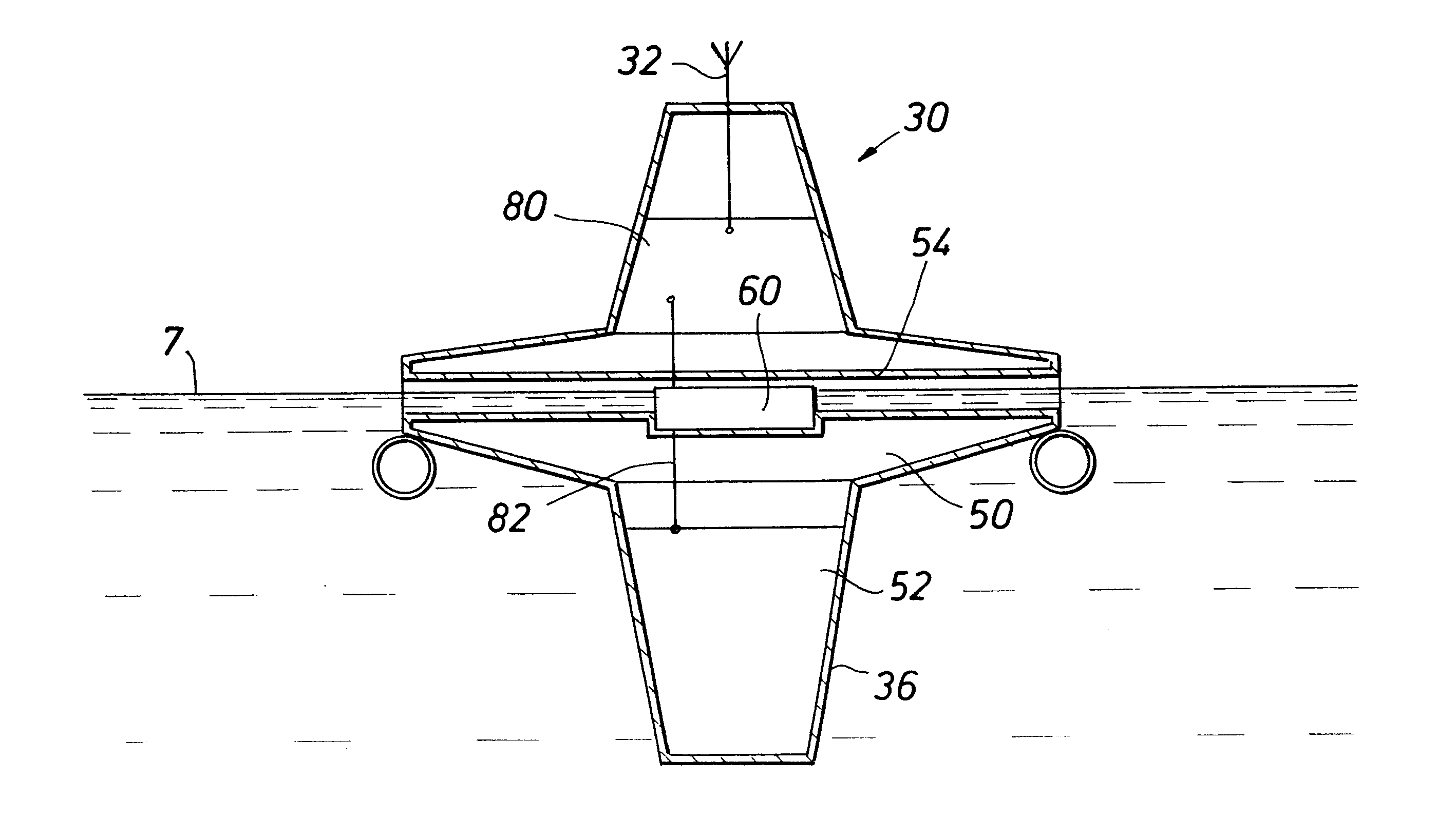 Oil-in-water detector buoy arrangement